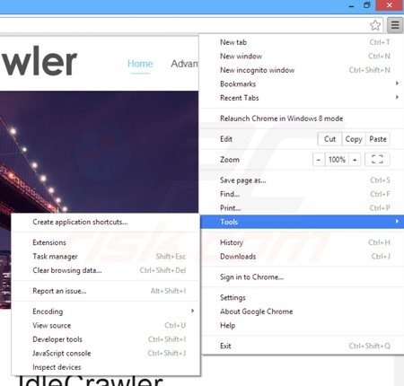 Removendo os anúncios IdleCrawler do Google Chrome passo 1