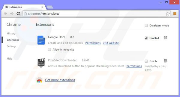 Removendo os anúncios Movie Wizard do Google Chrome passo 2