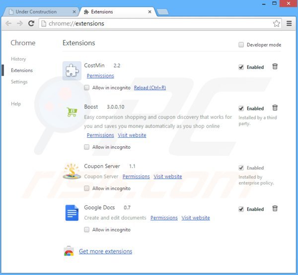 Remova os anúncios Trust Media Viewer do Google Chrome passo 2