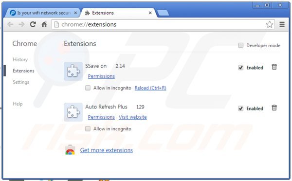 Remova os anúncios Wifi Protector do Google Chrome passo 2