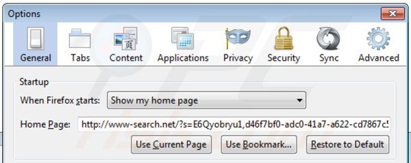 Remover www-search.net da página inicial do Mozilla Firefox