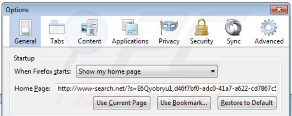 Remover www-search.net da página inicial do Mozilla Firefox
