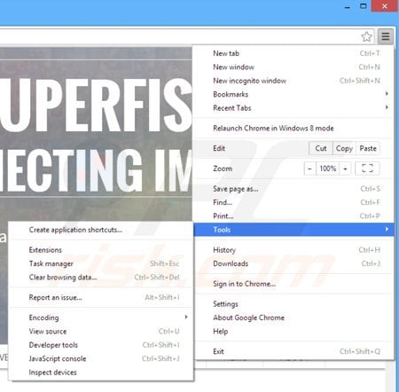 Remova a publicidade App of the Day do Google Chrome passo 1