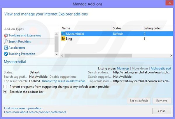Remova o sequestrador de navegador Astromenda do Internet Explorer passo 3