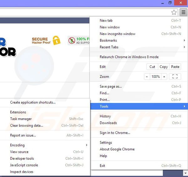 Remova os anúncios BrowserProtector do Google Chrome passo 1