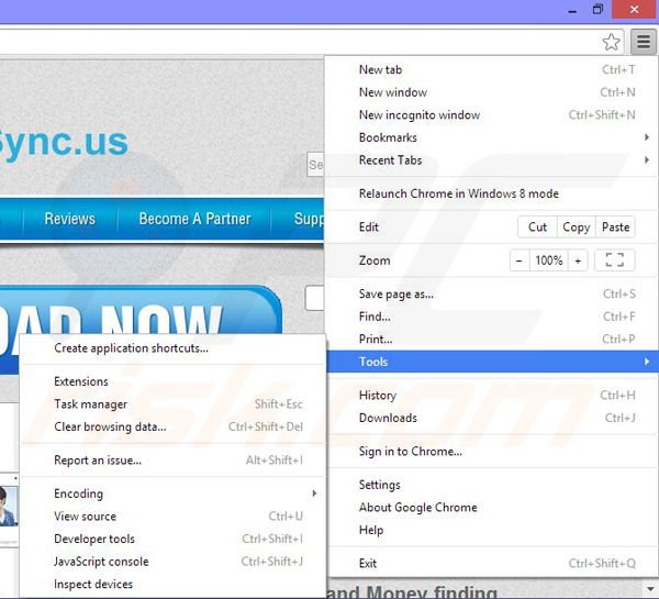 Remova os anúncios BrowserSync do Google Chrome passo 1