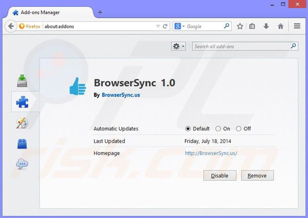 Remova os anúncios BrowserSync do Mozilla Firefox passo 2
