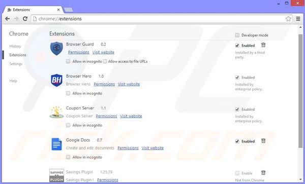 Remova os anúncios BrowserWarden do Google Chrome passo 2