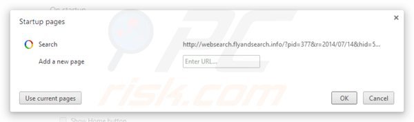 Removendo websearch.flyandsearch.info da página inicial do Google Chrome