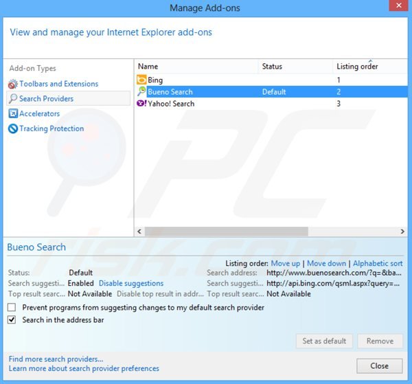 Remova GolSearch.com do motor de busca padrão do Internet Explorer