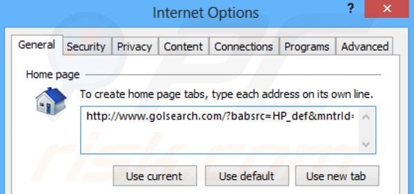 Remova GolSearch.com da página inicial do Internet Explorer
