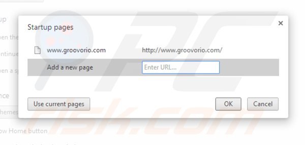 Remova o sequestrador de navegador Groovorio.com da página inicial do Google Chrome