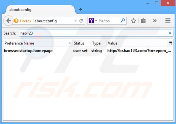 Remova hao123.com do motor de busca padrão do Mozilla Firefox