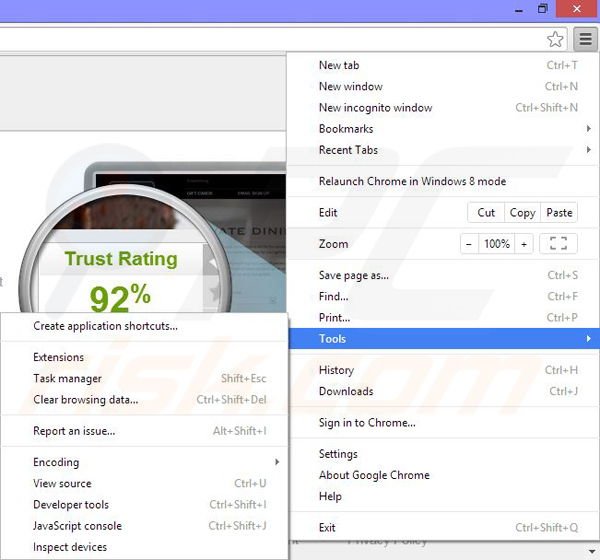Removendo os anúncios iReview do Google Chrome passo 1