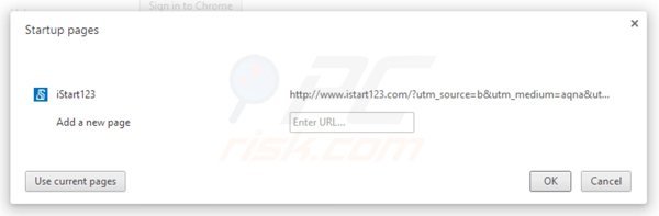 Remova istart123.com da página inicial do Google Chrome