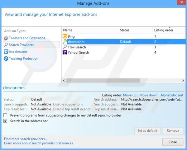 Remova istart123.com do motor de busca padrão do Internet Explorer