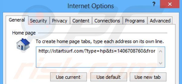 Removendo istartsurf.com da página inicial do Internet Explorer