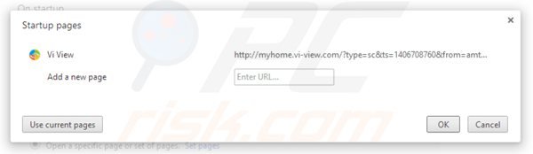Removendo myhome.vi-view.com da página inicial do Google Chrome
