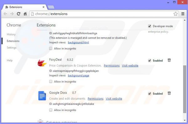 Remova os anúncios PassWizard do Google Chrome passo 2