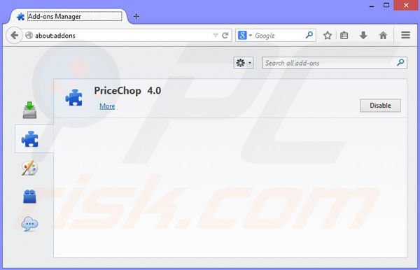 Remova os anúncios PriceChop do Mozilla Firefox passo 2