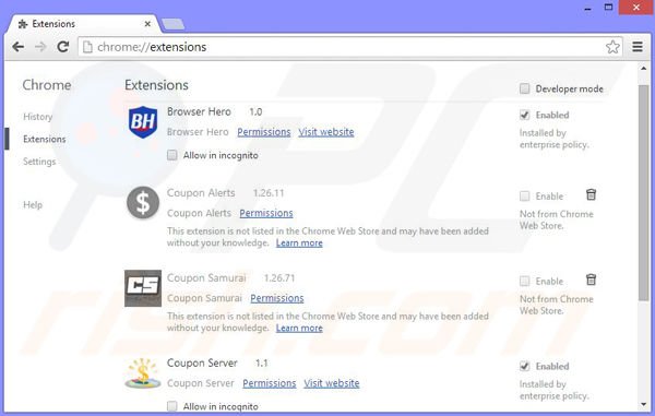 Remova os anúncios SafetySearch do Google Chrome passo 2