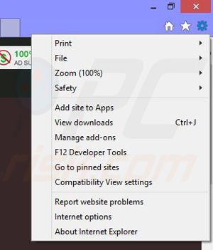 Remoção os anúncios Surf Safely do Internet Explorer passo 1