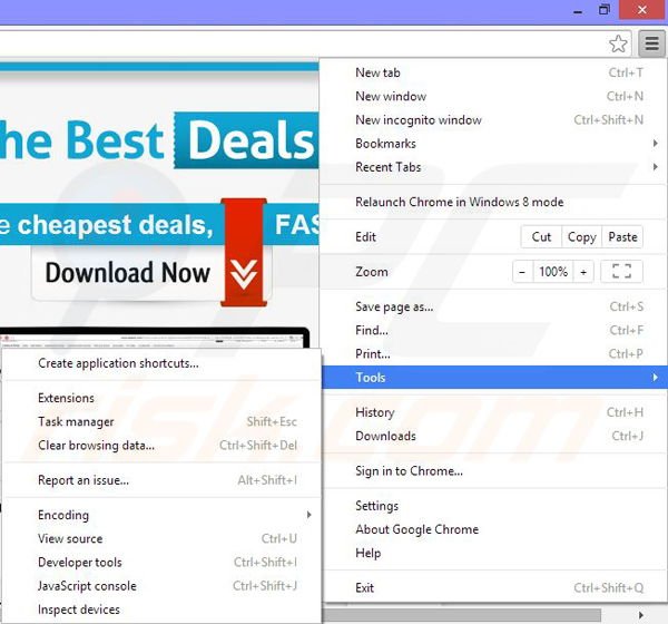 Remova os anúncios TheBestDeals do Google Chrome passo 1