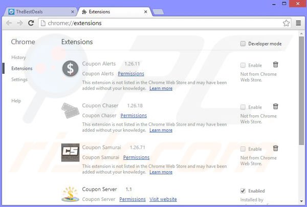 Remova os anúncios TheBestDeals do Google Chrome passo 2