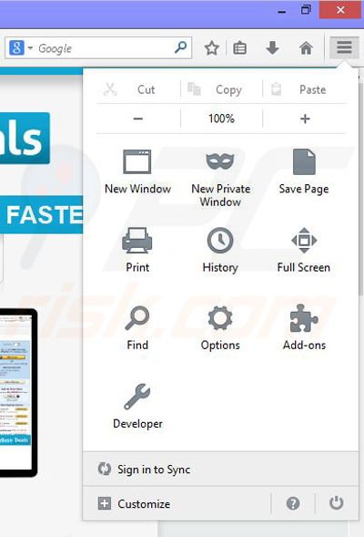 Remova os anúncios TheBestDeals do Mozilla Firefox passo 1