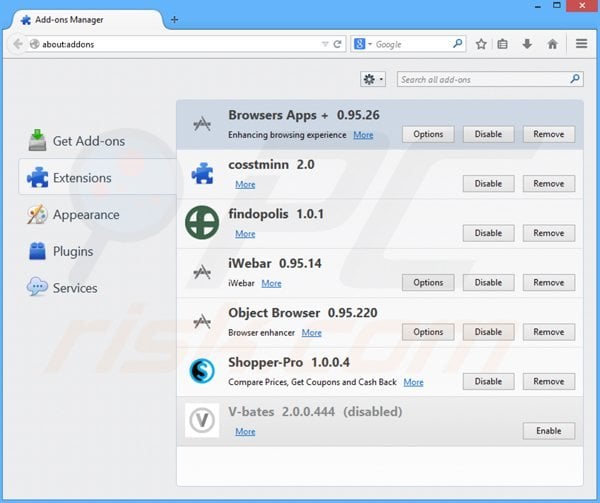 Remova os anúncios Browsers Apps + do Mozilla Firefox passo 2