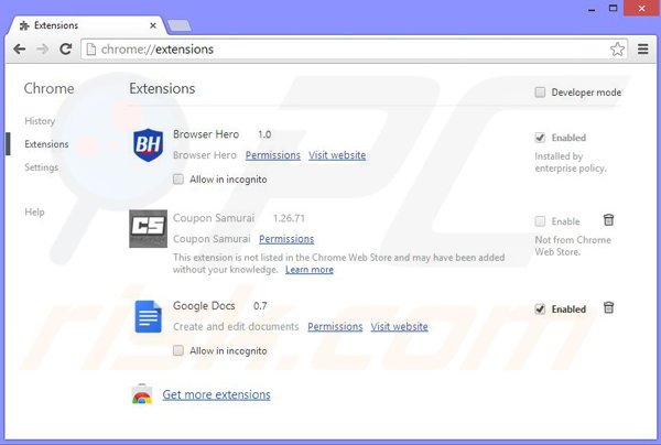 Removendo os anúncios Dolphin Deals do Google Chrome passo 2