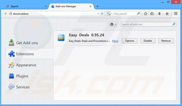 Remova os anúncios Easy Deals do Mozilla Firefox passo 2