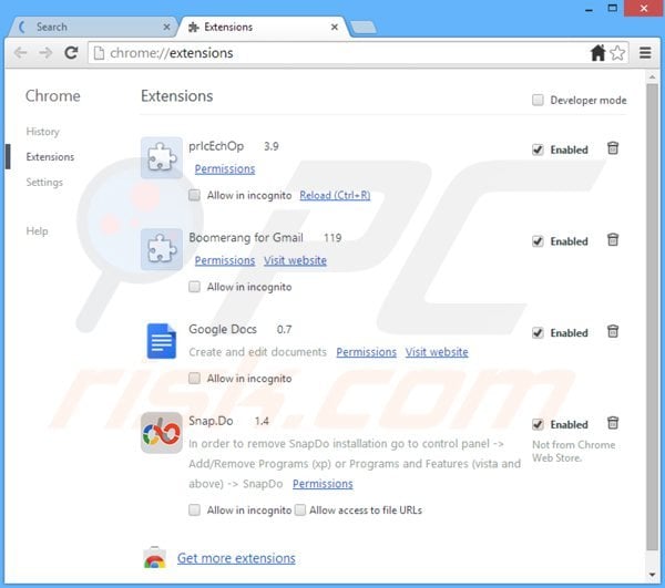 Removendo as extensões de websearch.fixsearch.info relacionadas com o Google Chrome