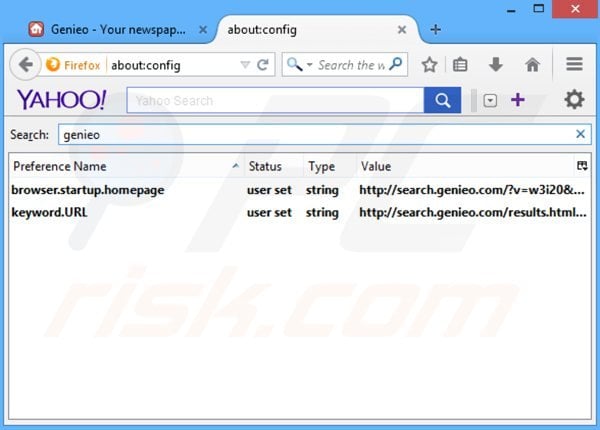 Removendo search.genieo.com do motor de busca padrão de Mozilla Firefox