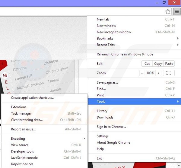 Remova os anúncios Melodx do Google Chrome passo 1