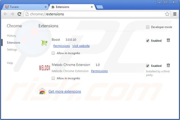 Remova os anúncios Melodx do Google Chrome passo 2