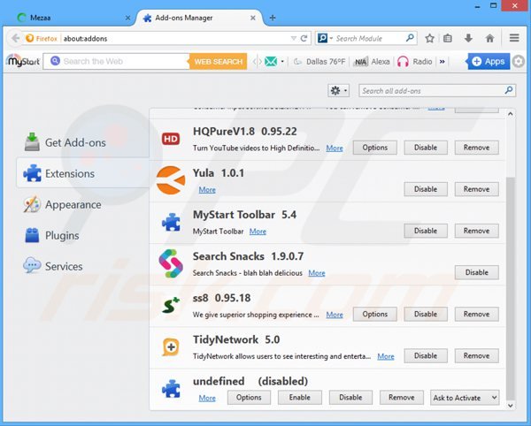 Remova os anúncios mezaa do Mozilla Firefox passo 2
