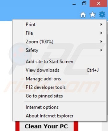 Remoção dos plugins geradores de anúncios monkeytize do Internet Explorer passo 1