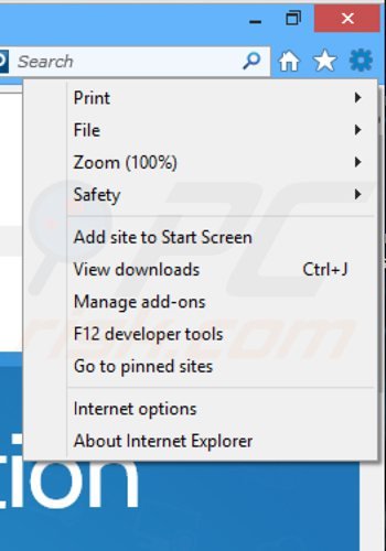 Remova os anúncios obrona vpn do Internet Explorer passo 1