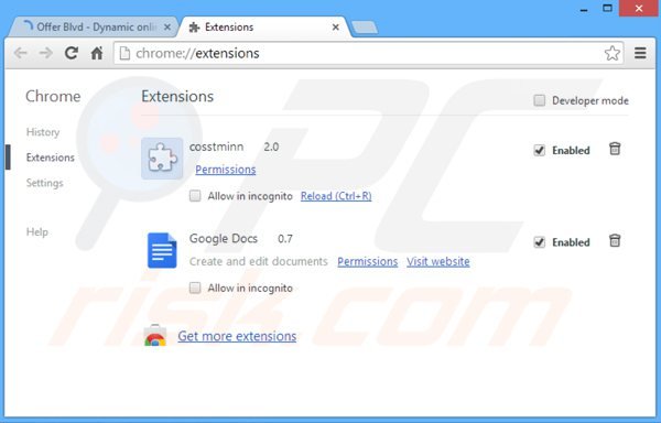 Remova os anúncios Offer Boulevard do Google Chrome passo 2