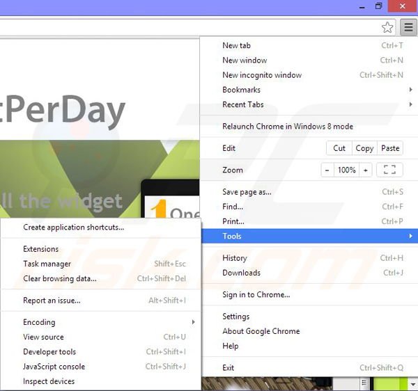 Remova os anúncios OneSoftPerDay do Google Chrome passo 1