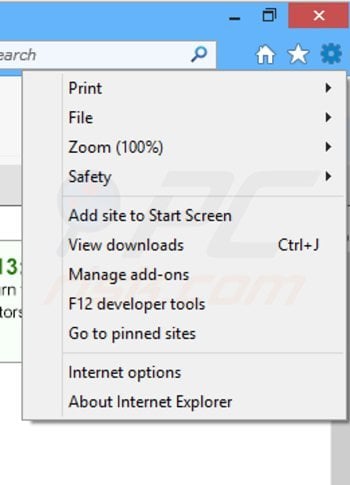 Remoção dos anúncios palmall do Internet Explorer passo 1