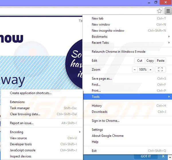 Remova os anúncios PassShow do Google Chrome passo 1