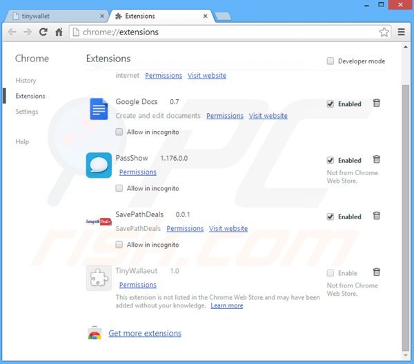 Remova os anúncios picrec do Google Chrome passo 2