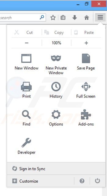 Remova os anúncios picrec do Mozilla Firefox passo 1