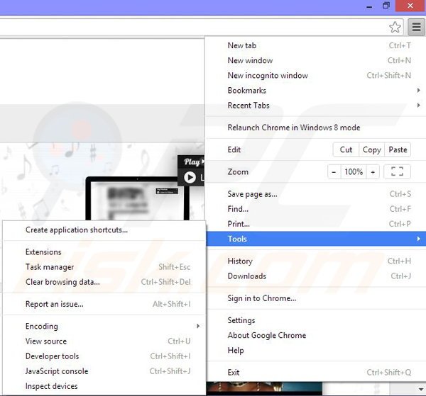 Removendo os anúncios Play now Radio do Google Chrome passo 1