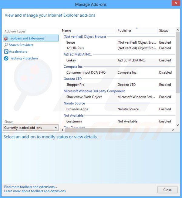 Remoção dos anúncios 123HD-Plus do Internet Explorer passo 2