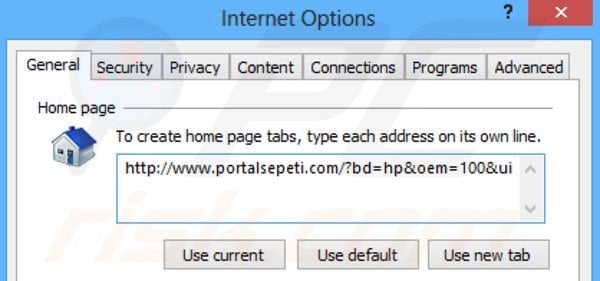 Removendo portalsepeti.com da página inicial do Internet Explorer