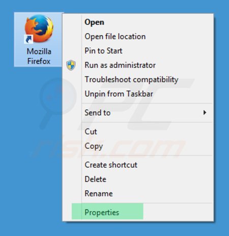 Removendo portalsepeti.com do atalho do Mozilla Firefox passo 1