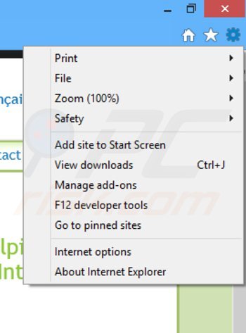 Removendo os inquéritos premieropinion do Internet Explorer passo 1